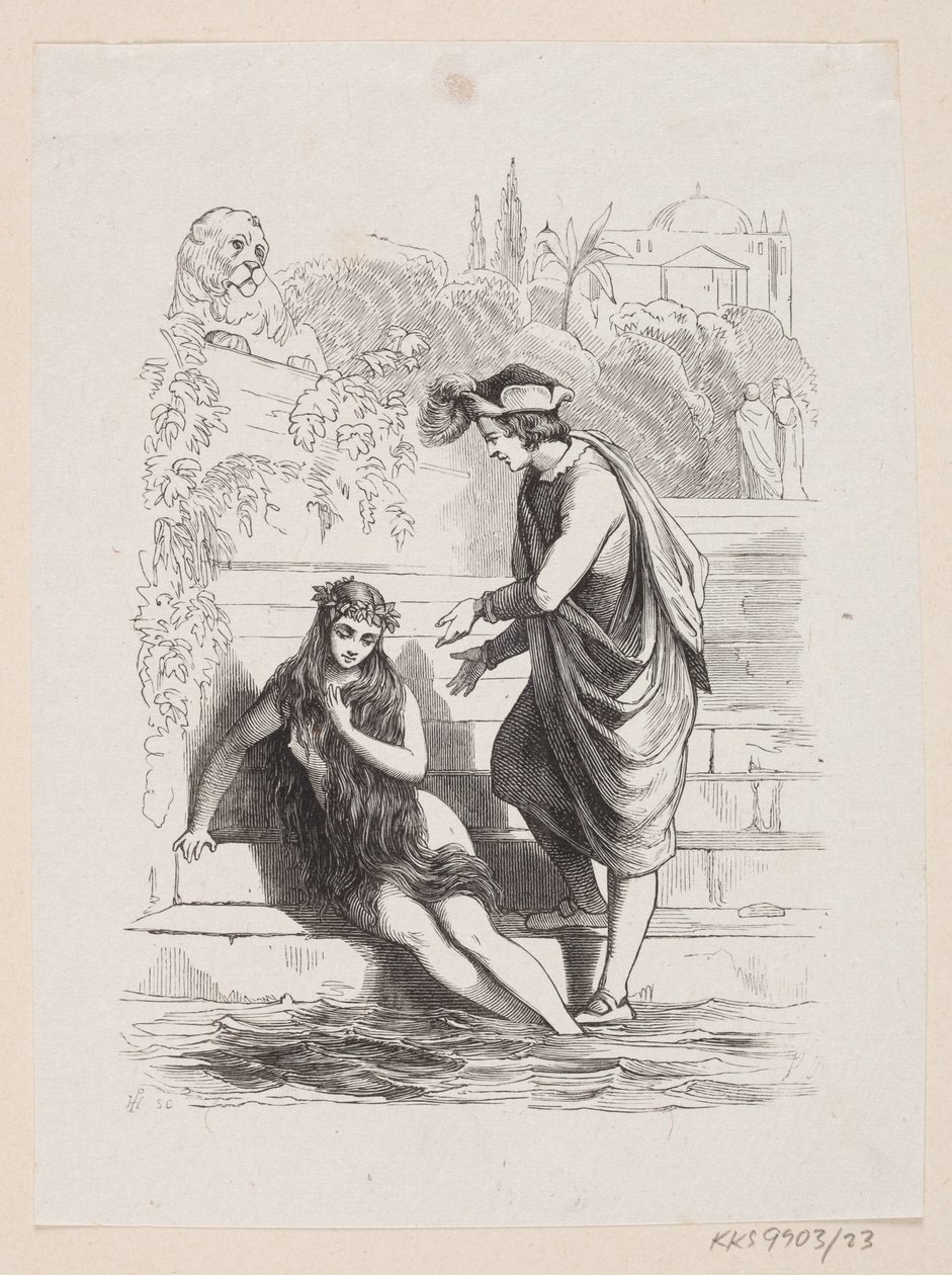 Ilustração para "A Pequena Sereia" em H.C. Andersen, "Contos de fadas e histórias", Volume 1 de H.P. Hansen