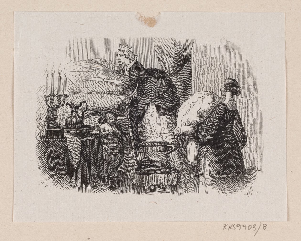 Ilustração para "A Princesa na Ervilha" em H.C. Andersen, "Contos de fadas e histórias", Volume 1 de H.P. Hansen