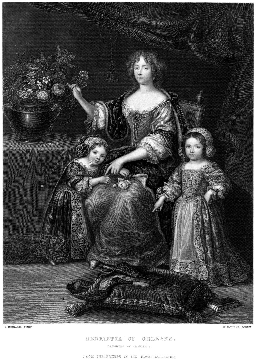 Henrietta de Orleans, filha de Carlos I, século XIX. de H. Bourne