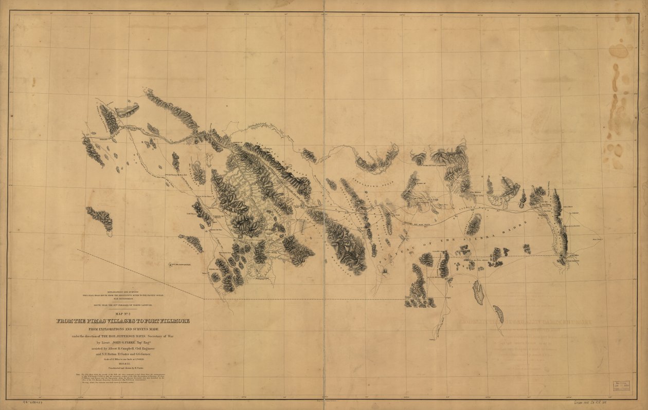 Das aldeias de Pimas a Fort Fillmore: de explorações e pesquisas de H.; Davis Custer