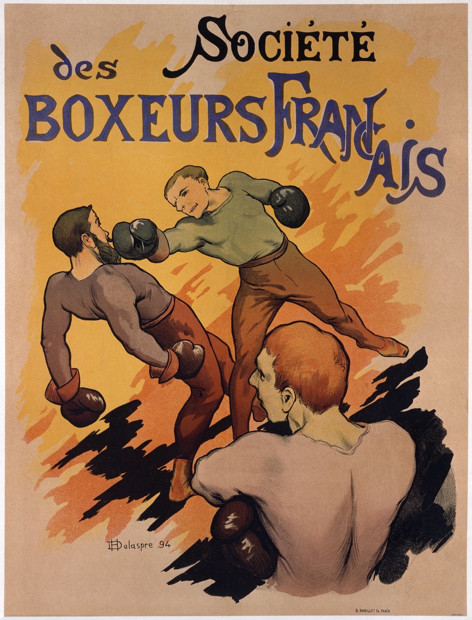 Cartaz publicitário da Sociedade dos Boxeadores Franceses, 1894 de H. Delaspre
