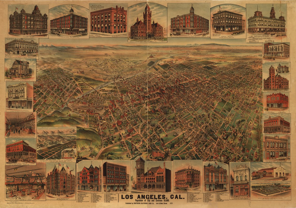 Los Angeles, Cal., população da cidade e arredores 65.000. de H.; Elliott Pu Co.; Southern California Land Co. Elliott