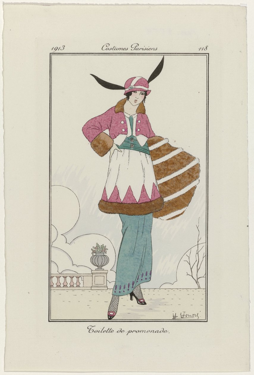 Journal des Dames et des Modes: os Ilustradores da Moda
Journal des Dames et des Modes: Notícias de Moda
Journal des Dames et des Modes, Costumes Parisiens, 1913, No. 118: Toilette de promenade de H. Honore