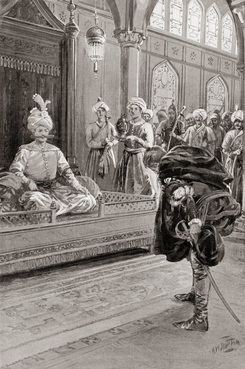 Sir Anthony Shirley visitando a corte de Shah Abbas o Grande, Pérsia em 1599, de Hutchinson