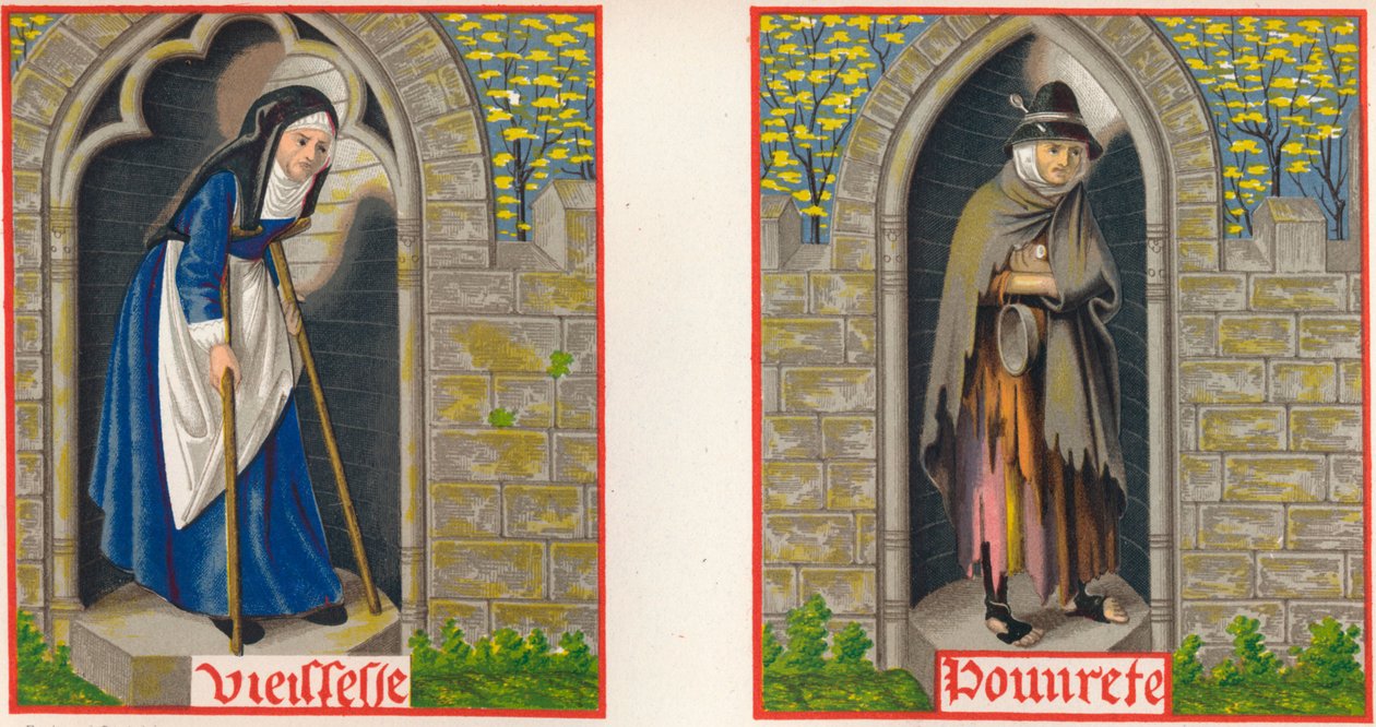 Velhice e pobreza, século XV, 1849. de H. Moulin