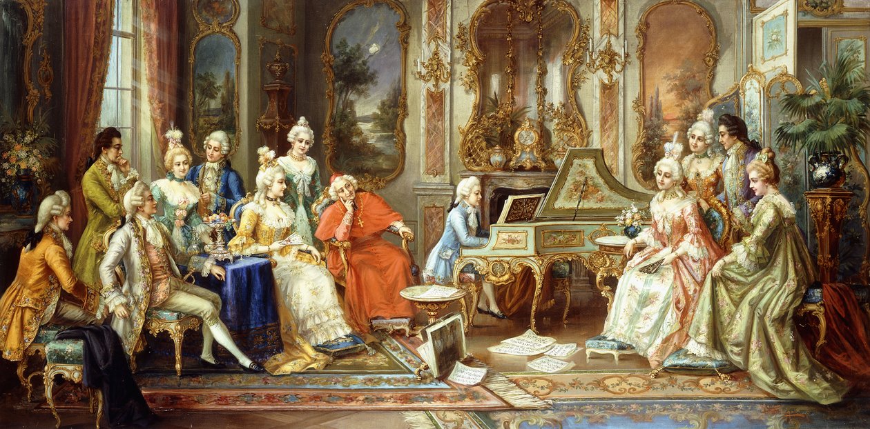 Mozart jovem dando um recital de H. Pihnnero