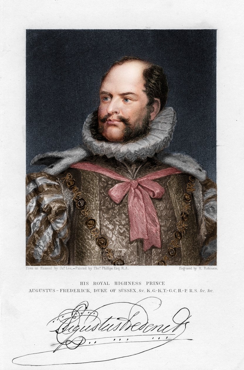 Príncipe Augustus Frederick, duque de Sussex, século XIX de H. Robinson