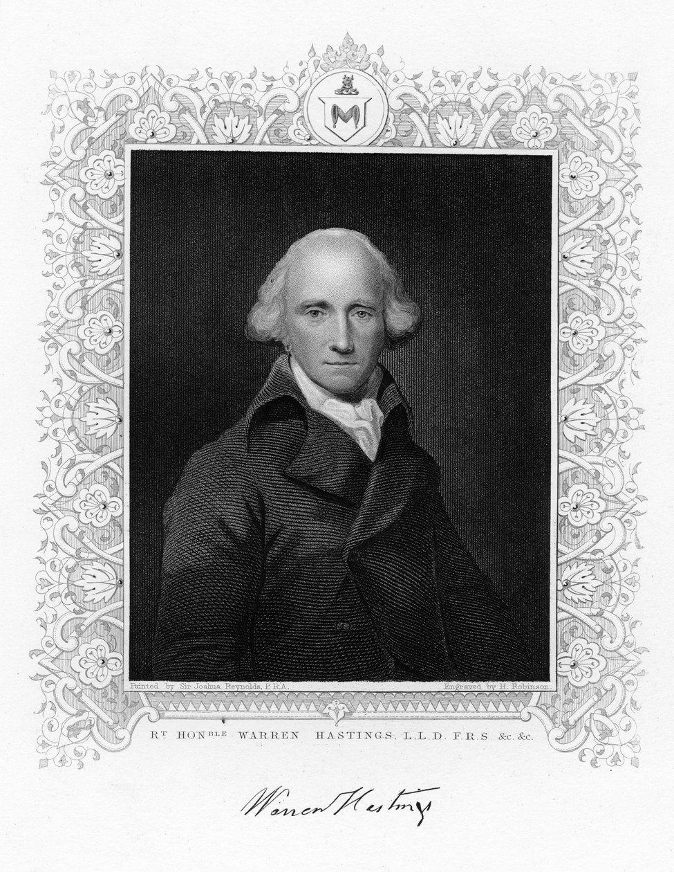 Warren Hastings, o primeiro governador geral da Índia britânica, século XIX. de H. Robinson