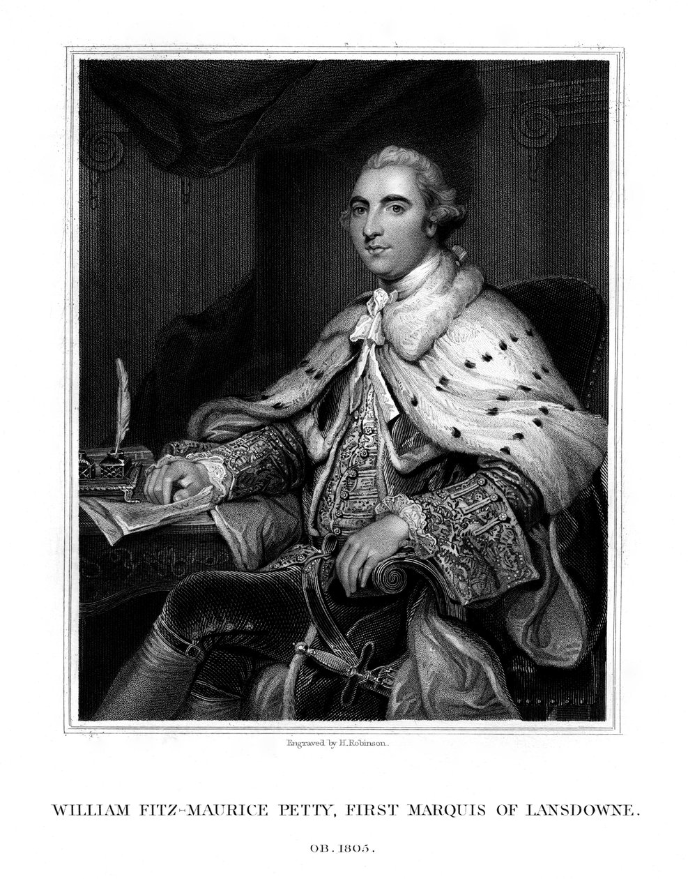 William Petty, 1º marquês de Lansdowne, estadista britânico do whig, 1832. de H. Robinson