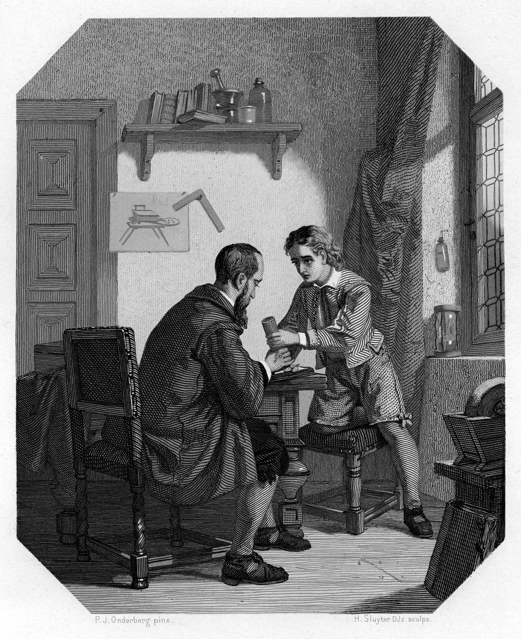 Hans Jansen e seu filho Sacharias, c1870 de H. Sluyter