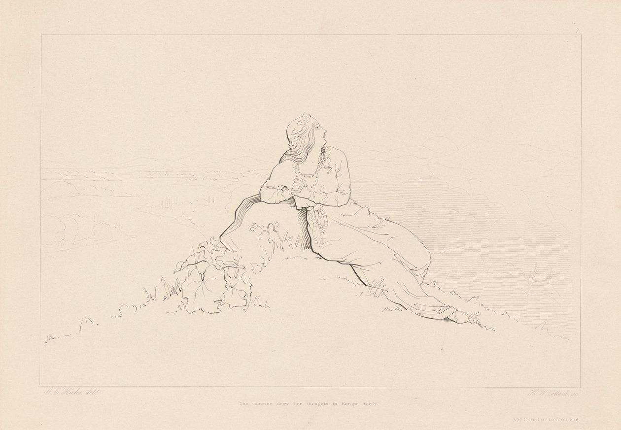 O nascer do sol atraiu seus pensamentos para a Europa de H. W. Collard, after George Elgar Hicks