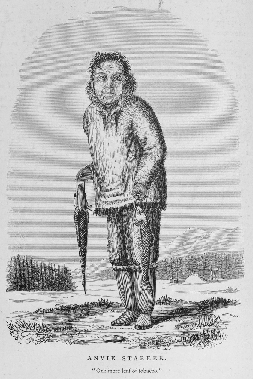 Anvik Stareek ou &39;One More Leaf of Tobacco&39;, de &39;Alaska and its Resources&39;, de William H. Dall, gravada por John Andrew, pub. 1870 de H. W., Elliot