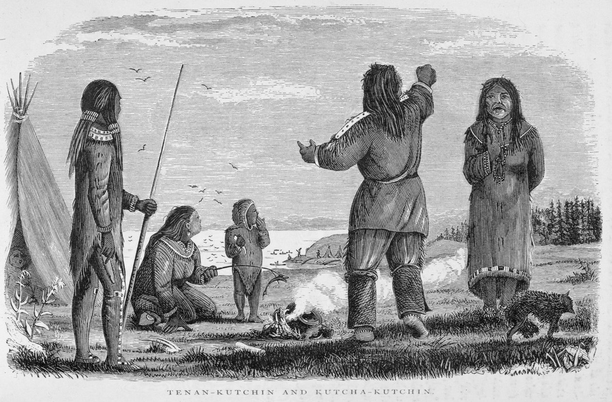 Tenan-Kutchin e Kutcha-Kutchin, de "Alaska and its Resources", de William H. Dall, gravados por John Andrew, pub. 1870 de H. W., Elliot