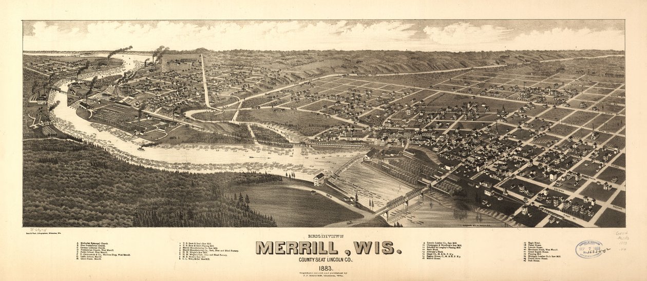 Vista aérea de Merrill, Wis. sede do condado de Lincoln Co. 1883. LOC 75696715 de H. Wellge