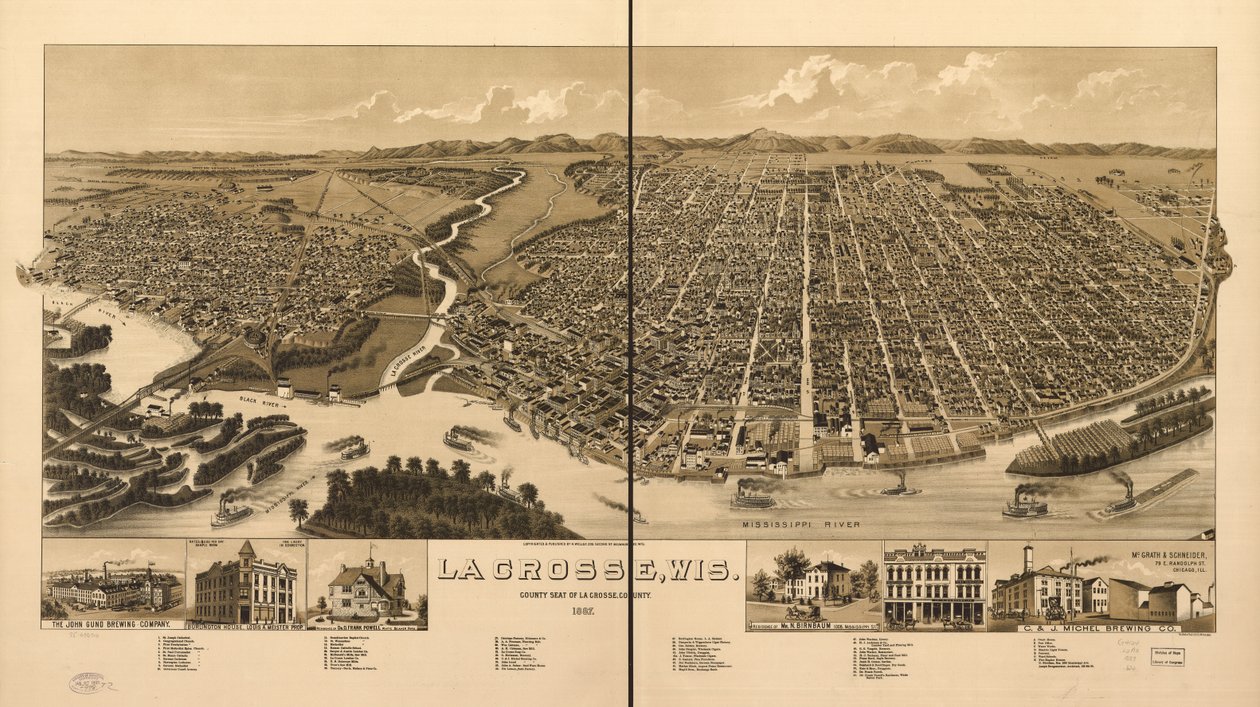 La Crosse, Wis., sede do condado de La Crosse, 1887 de H. Wellge