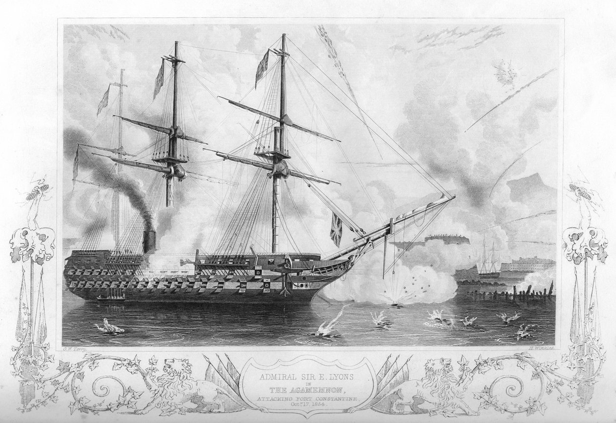 HMS Agamenon atacando Fort Constantine, 1854 1857. de H. Winkles