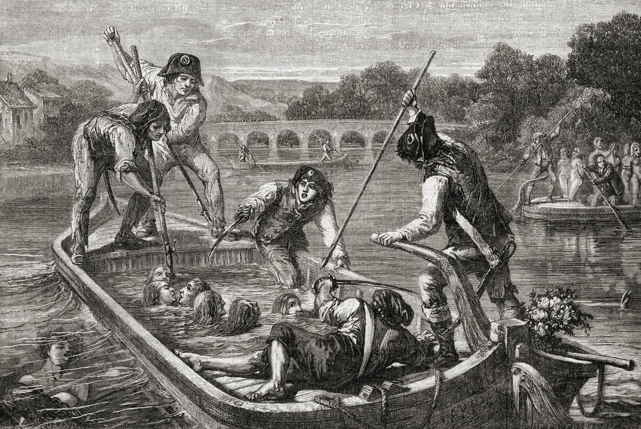 O afogamento no Loire durante o Reinado do Terror de H. de la (after) Charlerie