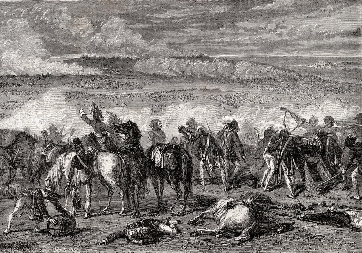 A Batalha de Jemappes, 6 de novembro de 1792, gravada por Alexandre Hurel de H. de la Charlerie
