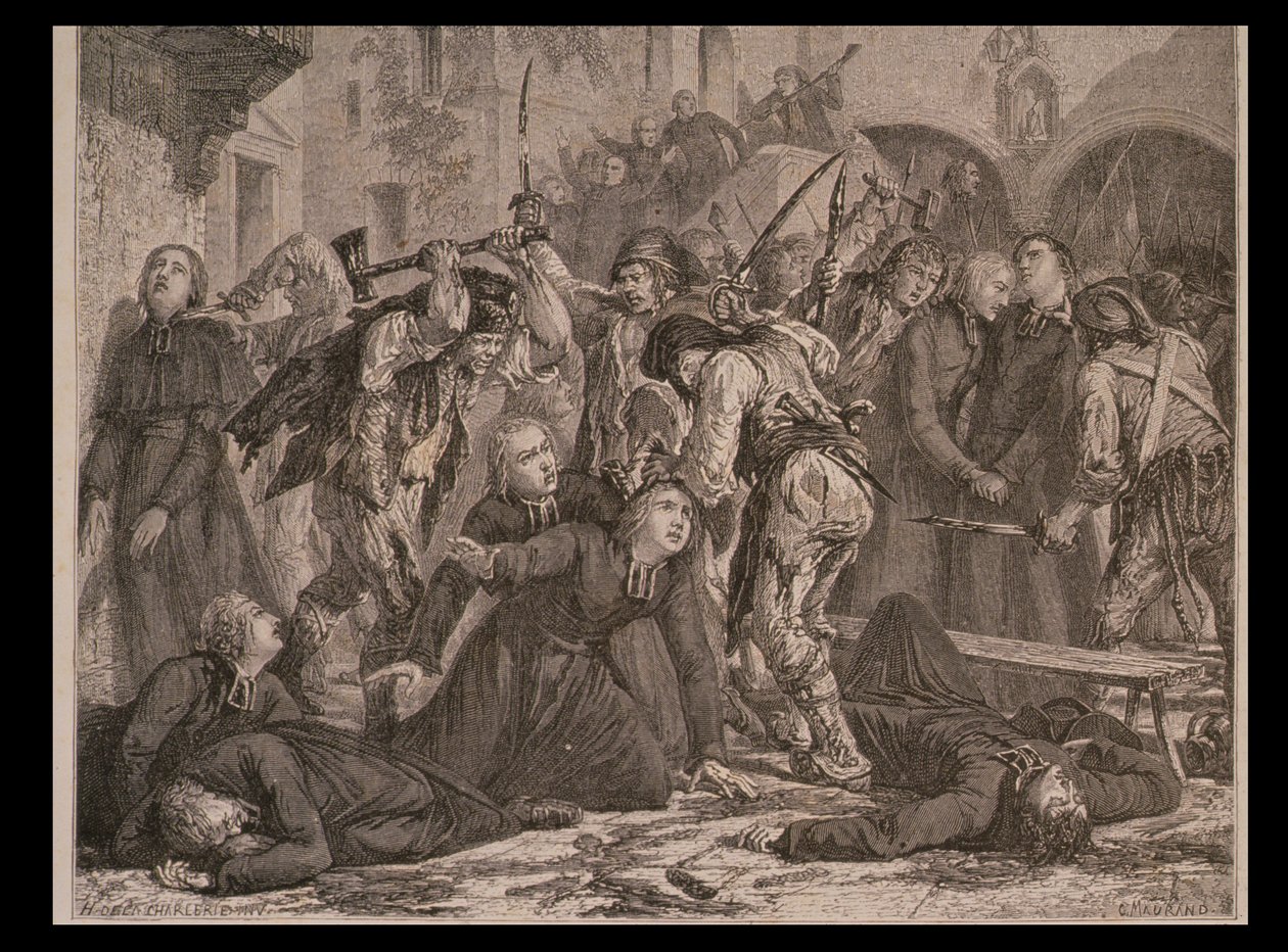 O Massacre dos Sacerdotes em setembro de 1792, gravado por Charles Maurand de H. de la Charlerie