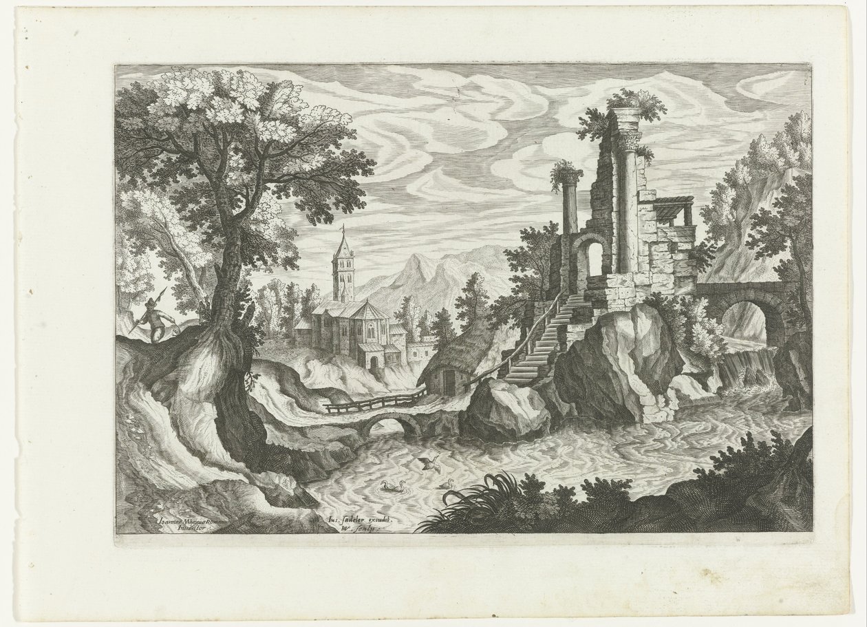 Paisagem com um rio e ruínas de H. van Schuppen