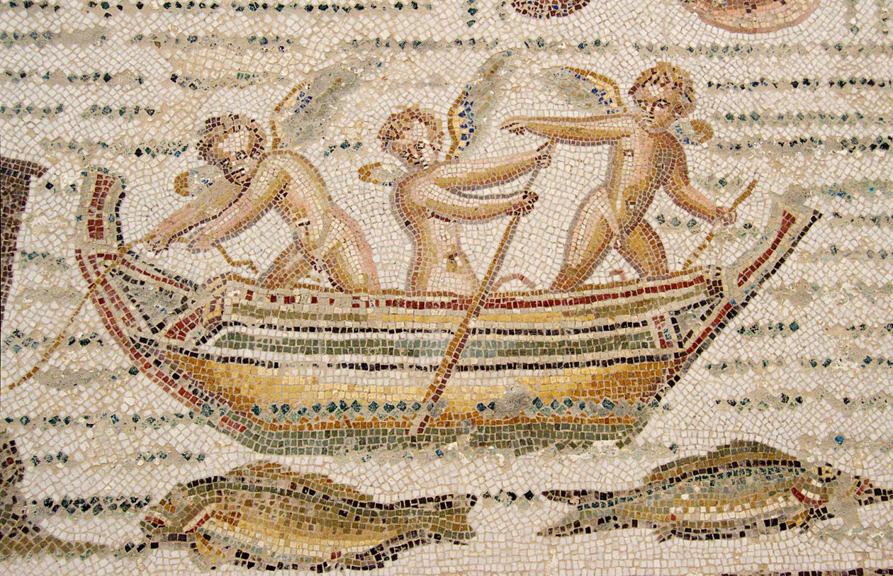 Mosaico romano no museu arqueológico de Lamta de Habib M’henni