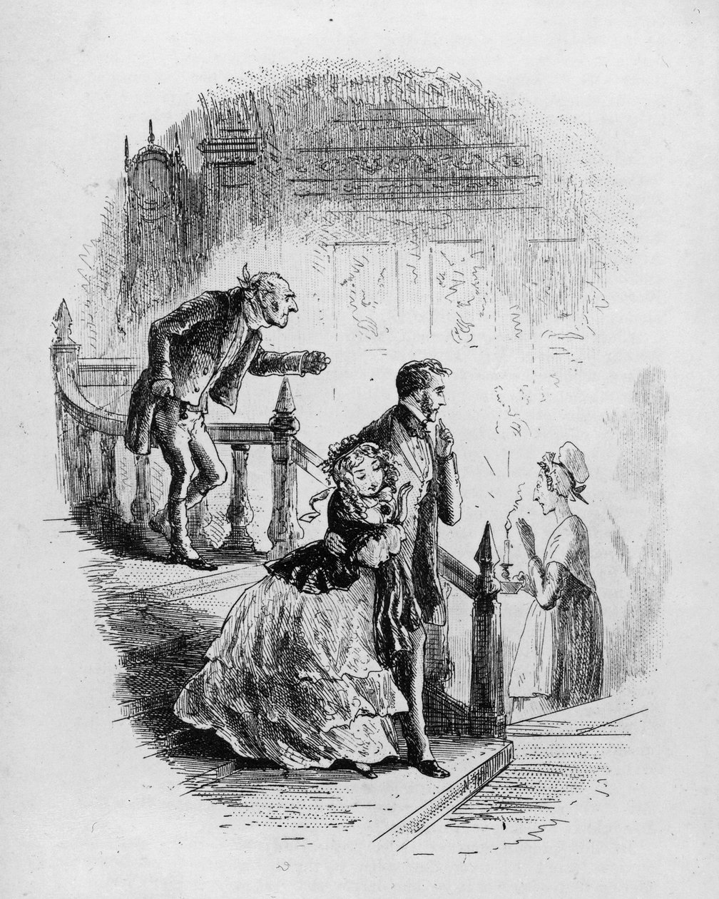 Tour de inspeção da Flora, ilustração de &39;Little Dorrit&39; de Charles Dickens, 1857 de Hablot Knight Browne