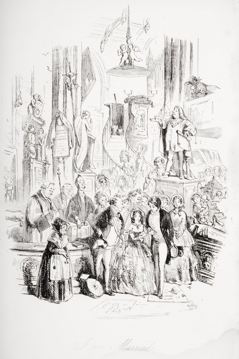 Eu sou casado, ilustração de &39;David Copperfield&39; por Charles Dickens (1812-1870) publicado pela primeira vez em 1850 de Hablot Knight Browne