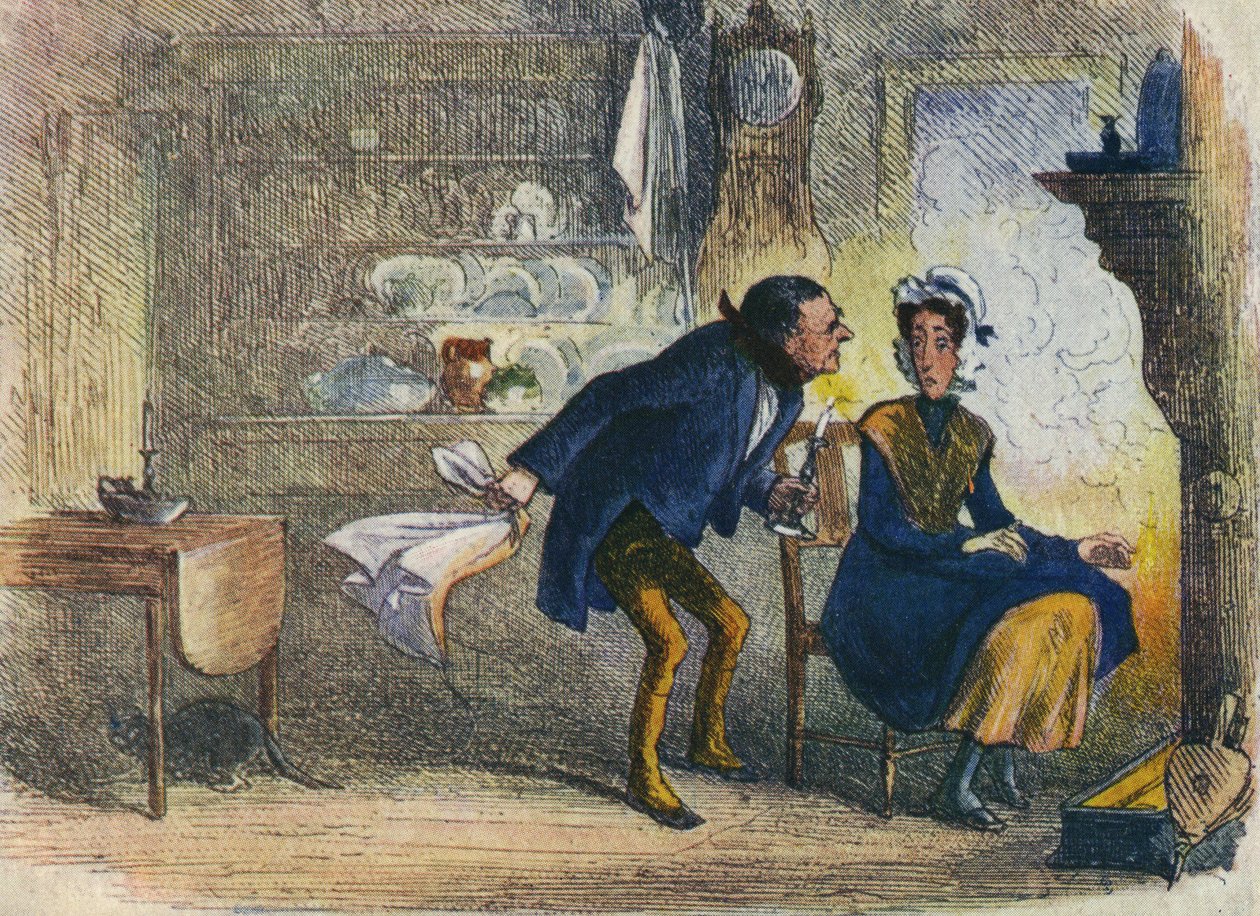 Na terra de Dickens - cartão pequeno de Dorrit, 1907 de Hablot Knight Browne