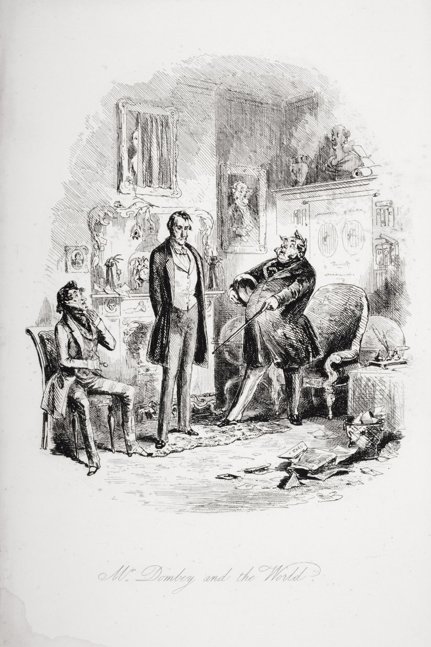 Sr. Dombey e o mundo, ilustração de &39;Dombey and Son&39; de Charles Dickens (1812-1870) publicado pela primeira vez em 1848 de Hablot Knight Browne