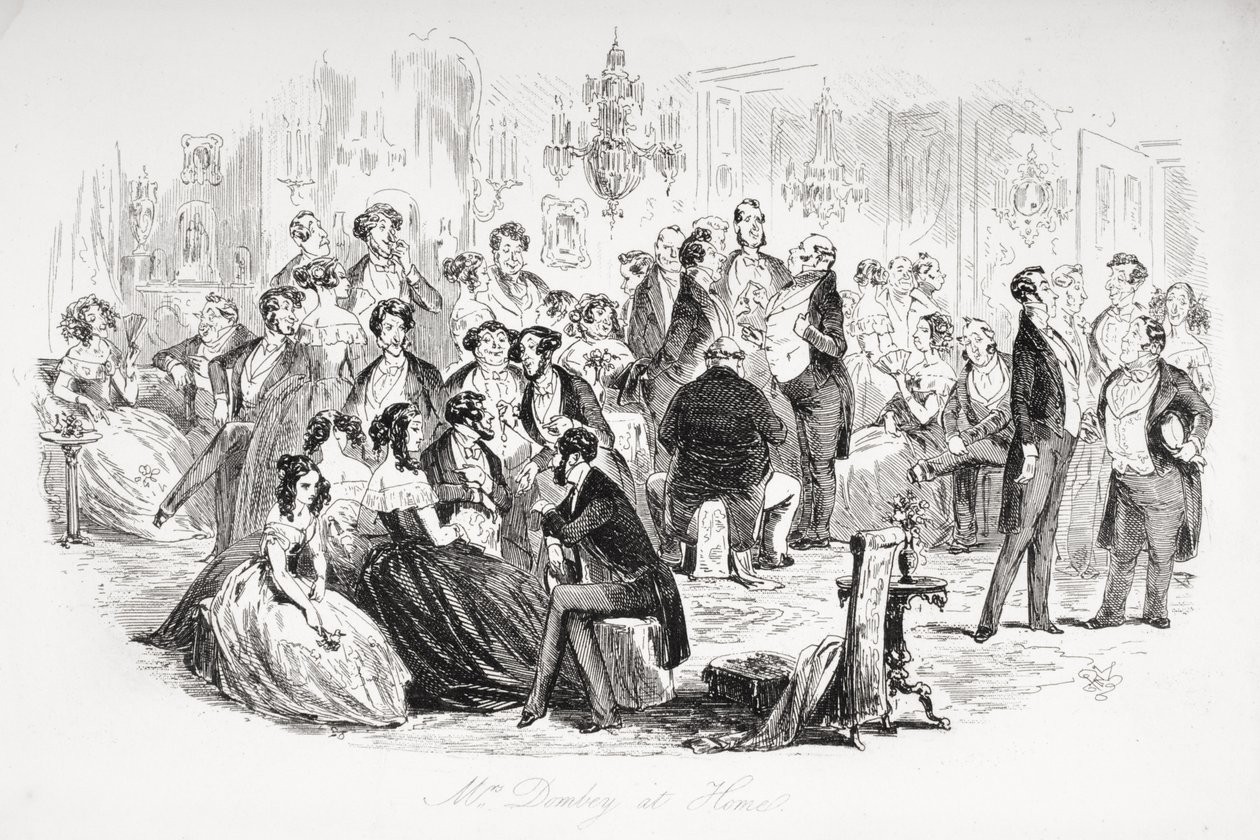 Sra. Dombey em casa, ilustração de &39;Dombey and Son&39; de Charles Dickens (1812-1870) publicado pela primeira vez em 1848 de Hablot Knight Browne