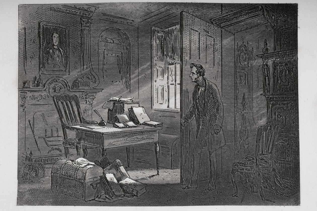 A sala com o retrato, ilustração de &39;Little Dorrit&39; por Charles Dickens (1812-1870) publicado pela primeira vez em 1857 de Hablot Knight Browne