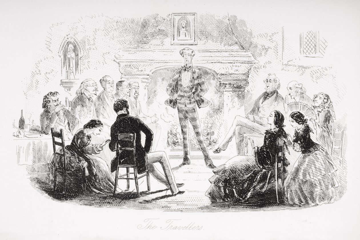 Os viajantes, ilustração de &39;sete pobres viajantes&39;, por Charles Dickens (1812-1870) publicado pela primeira vez 1854 de Hablot Knight Browne