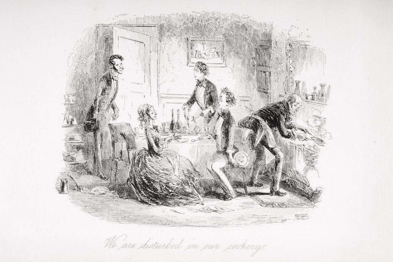 Estamos perturbados em nossa culinária, ilustração de "David Copperfield", de Charles Dickens (1812-1870), publicada pela primeira vez em 1850. de Hablot Knight Browne