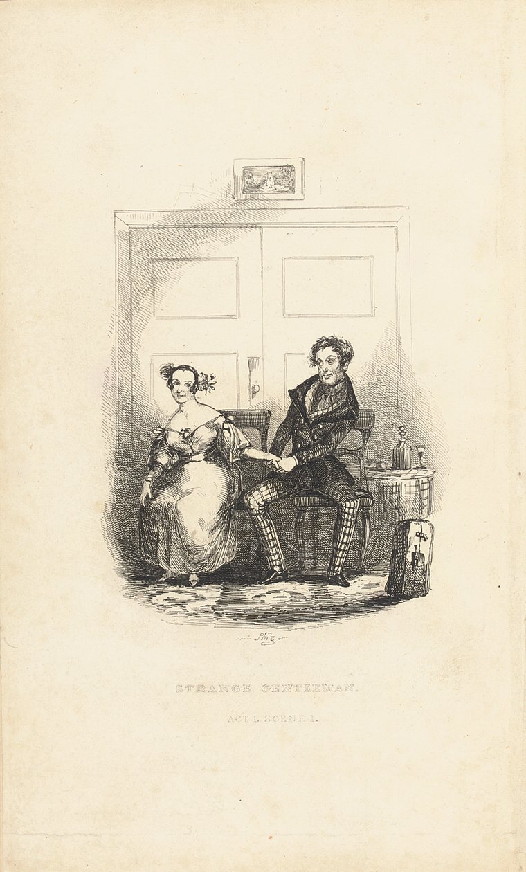 Frontispício de The Strange Gentleman: A Comic Burletta, de Charles Dickens (1812-70) de Hablot Knight Browne