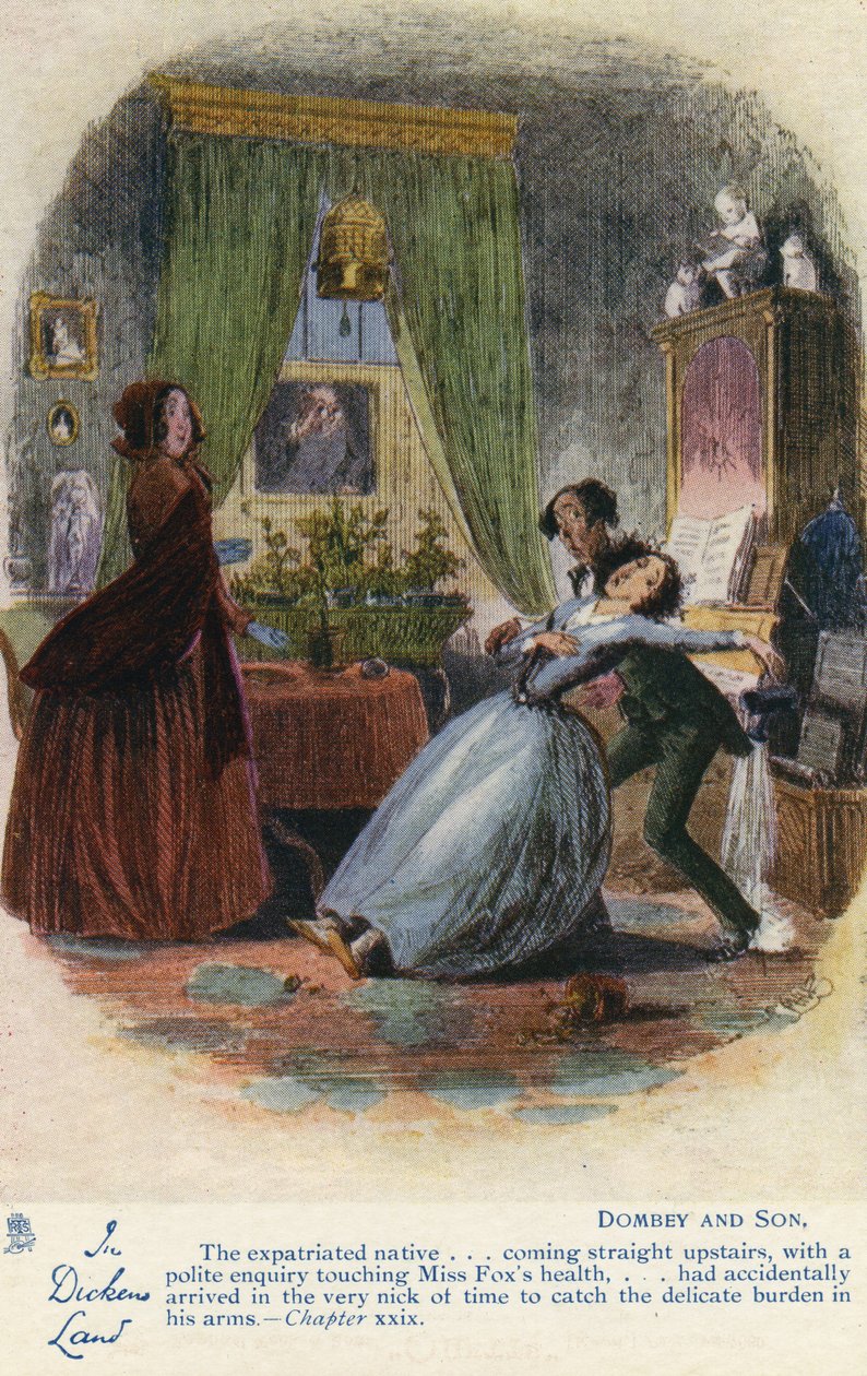 Na terra de Dickens - Dombey e cartão do filho, c.1907 de Hablot Knight Browne