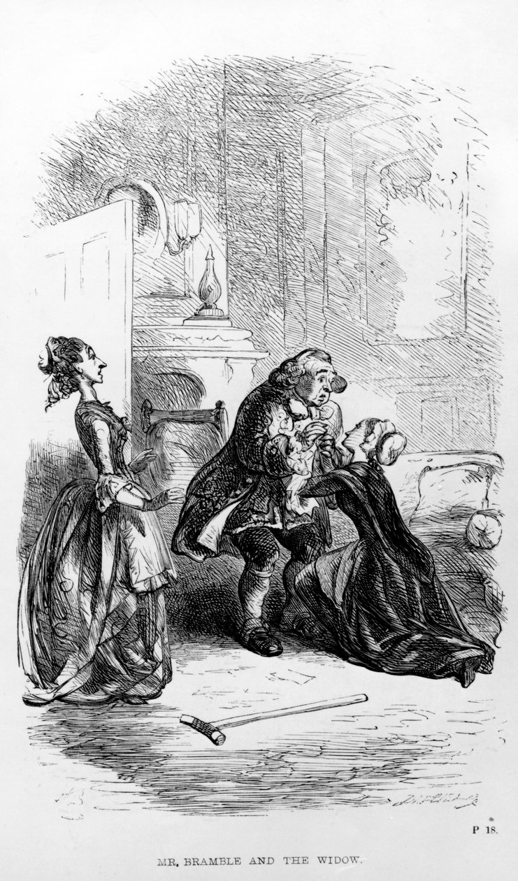 Sr. Bramble e a viúva de &39;A Expedição de Humphry Clinker&39; de Tobias Smollett de Hablot Knight Browne