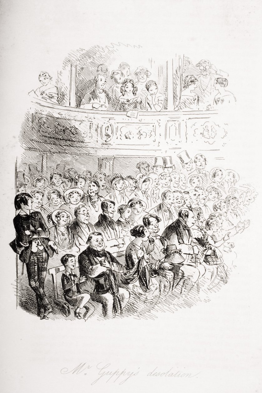 A desolação do Sr. Guppy, ilustração de &39;Bleak House&39; de Charles Dickens (1812-1870) publicou 1853 de Hablot Knight Browne