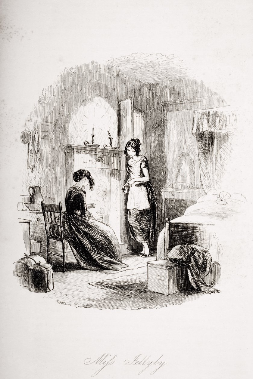 Sra. Jellyby, ilustração de &39;Bleak House&39; por Charles Dickens (1812-1870) publicou 1853 de Hablot Knight Browne