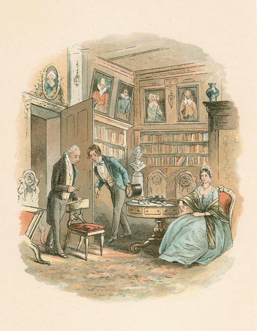 Cena da casa desolada por Charles Dickens, 1852-1853 de Hablot Knight Browne