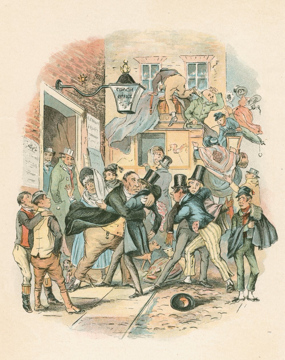 Cena de Nicholas Nickelby por Charles Dickens, 1838-1839 de Hablot Knight Browne