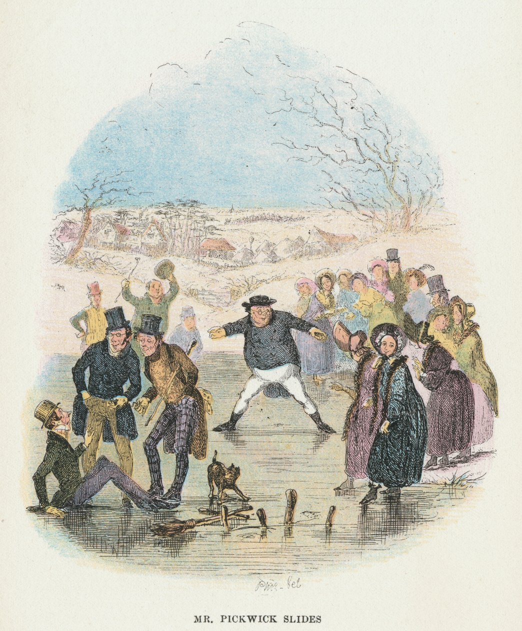 Cena de The Pickwick Papers por Charles Dickens, 1836 de Hablot Knight Browne