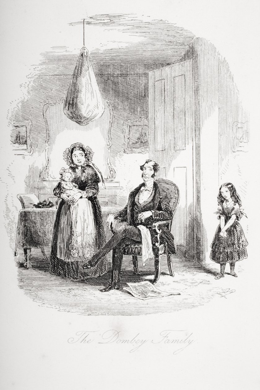 A família Dombey, ilustração de Dombey and Son, de Charles Dickens (1812-1870), publicada pela primeira vez em 1848 de Hablot Knight Browne