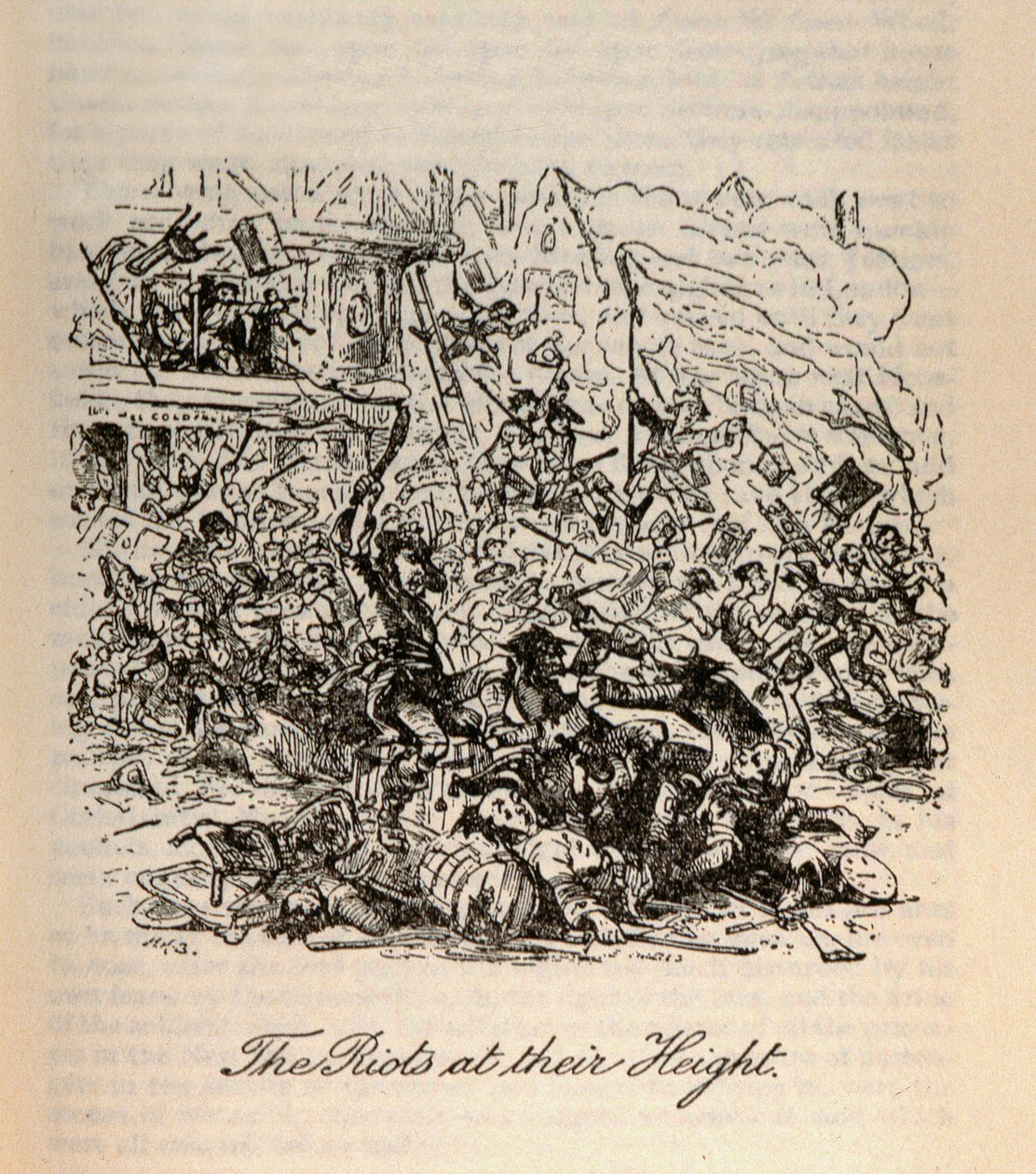 &39;The Riots at its Height&39;, de &39;Barnaby Rudge&39; de Charles Dickens (1812-1870) de Hablot Knight Browne