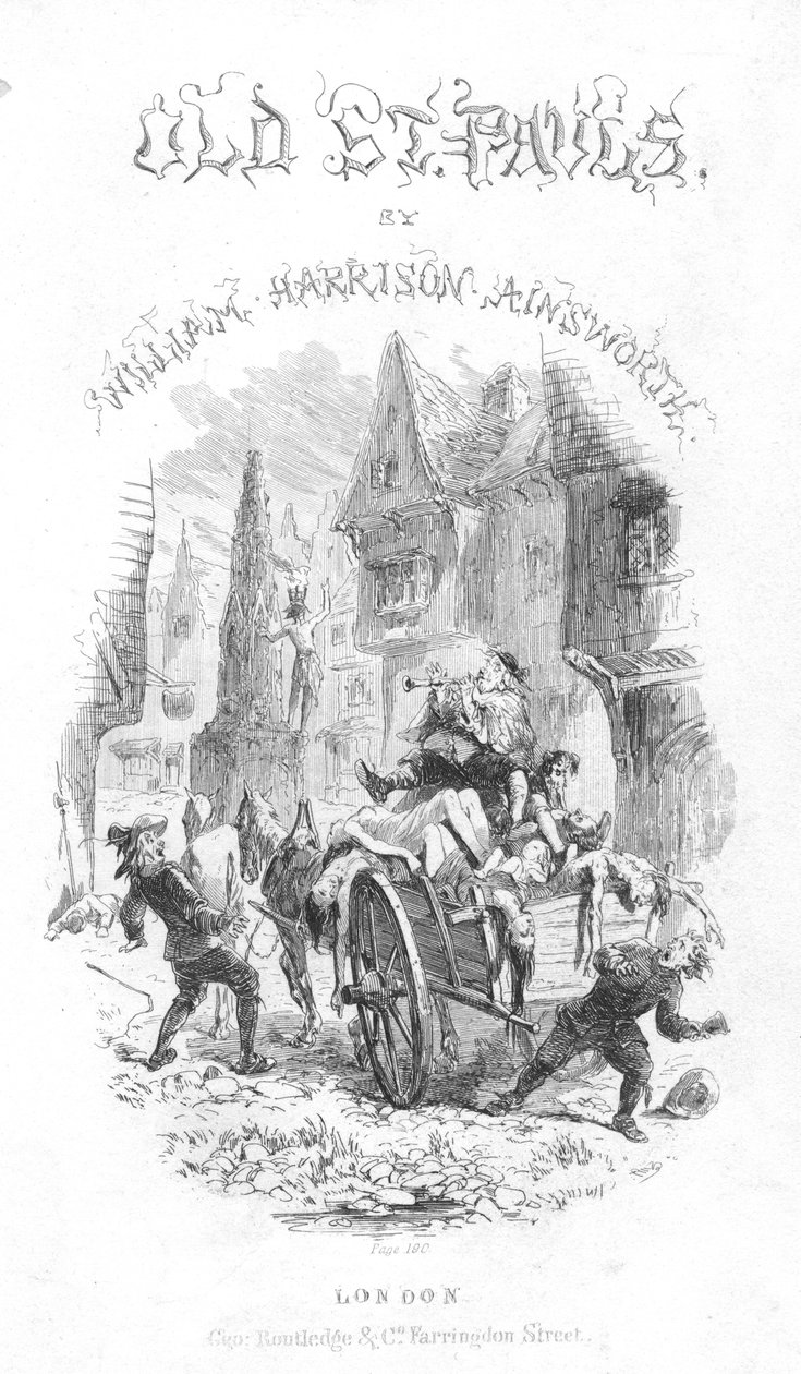 Página de rosto de Old Saint Pauls por William Harrison Ainsworth, 1855 de Hablot Knight Browne