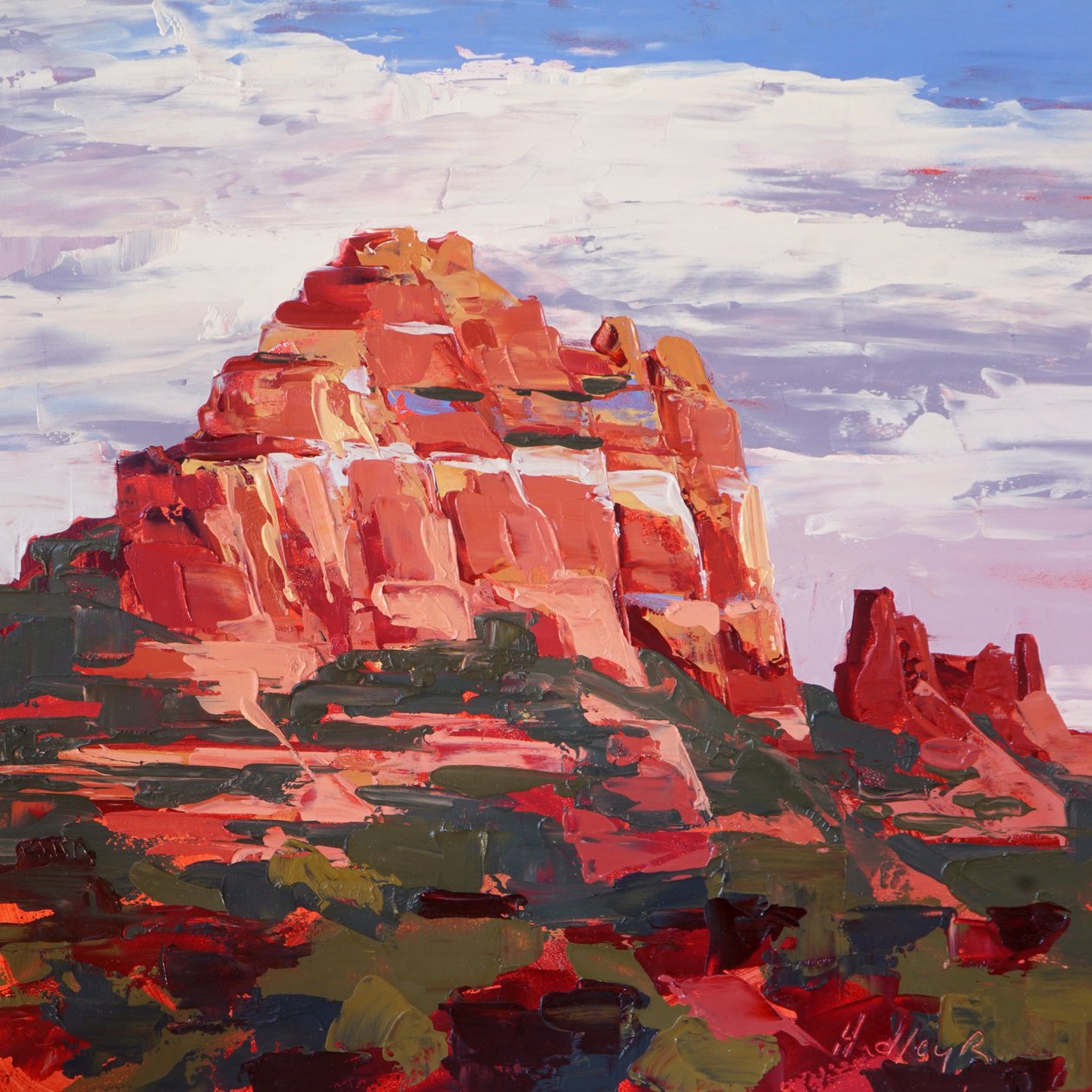 Camel Rock, fim de tarde, Sedona, c. 2022 (óleo sobre painel) de Hadley Rampton