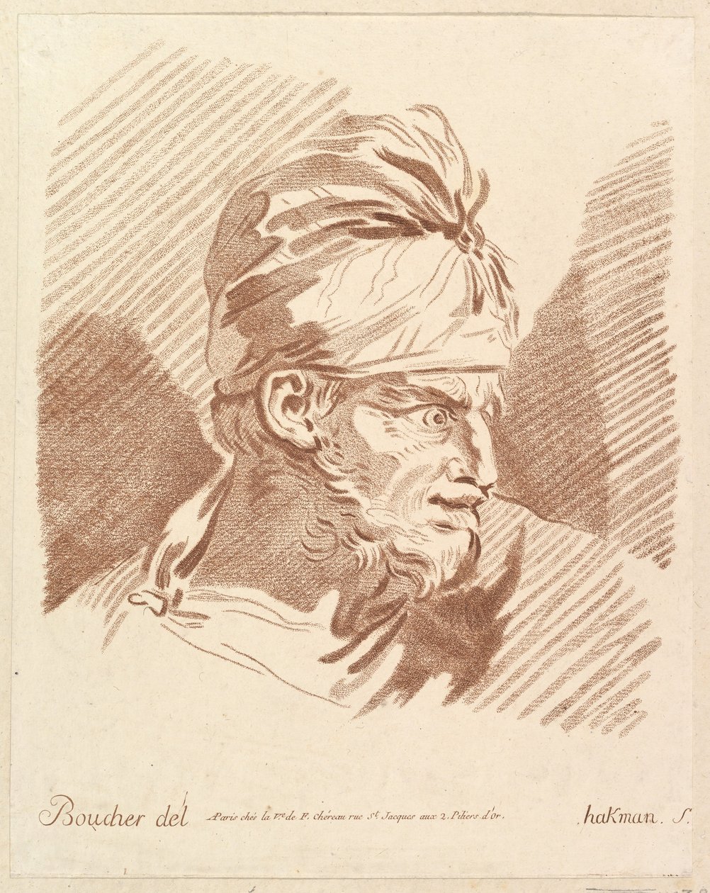 Cabeça de homem de turbante, meados do século XVIII. de Hakman