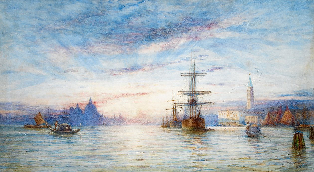 Pôr do sol sobre a lagoa veneziana (wc no papel) de Hale Sanders