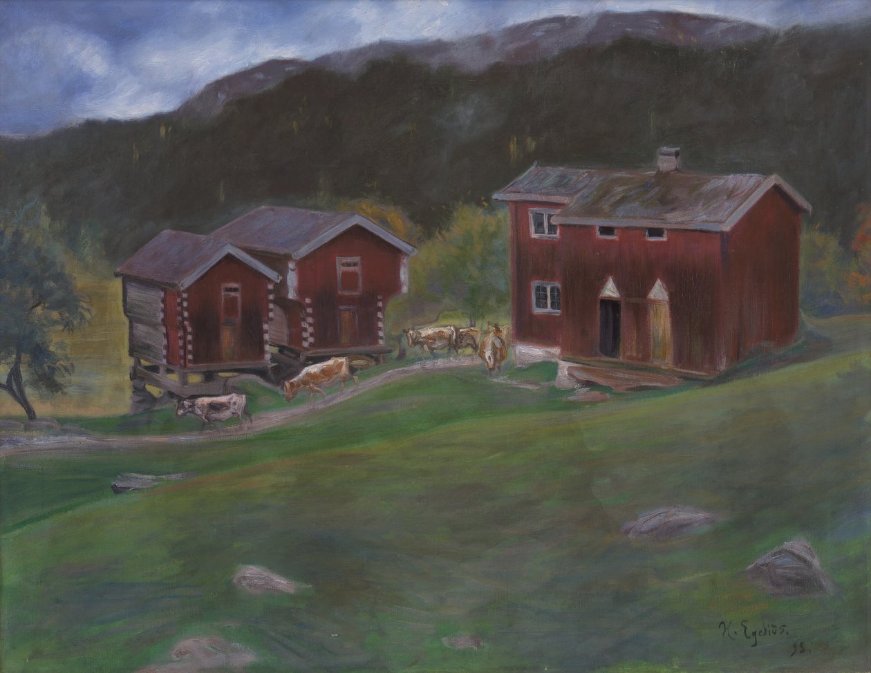 Farmyard em Åse em Telemarken, Noruega de Halfdan Egedius