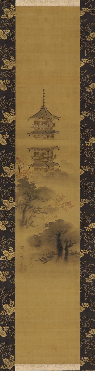 Um pagode, período Edo, meados do século XVII-início do século XVIII. de Hanabusa Itcho