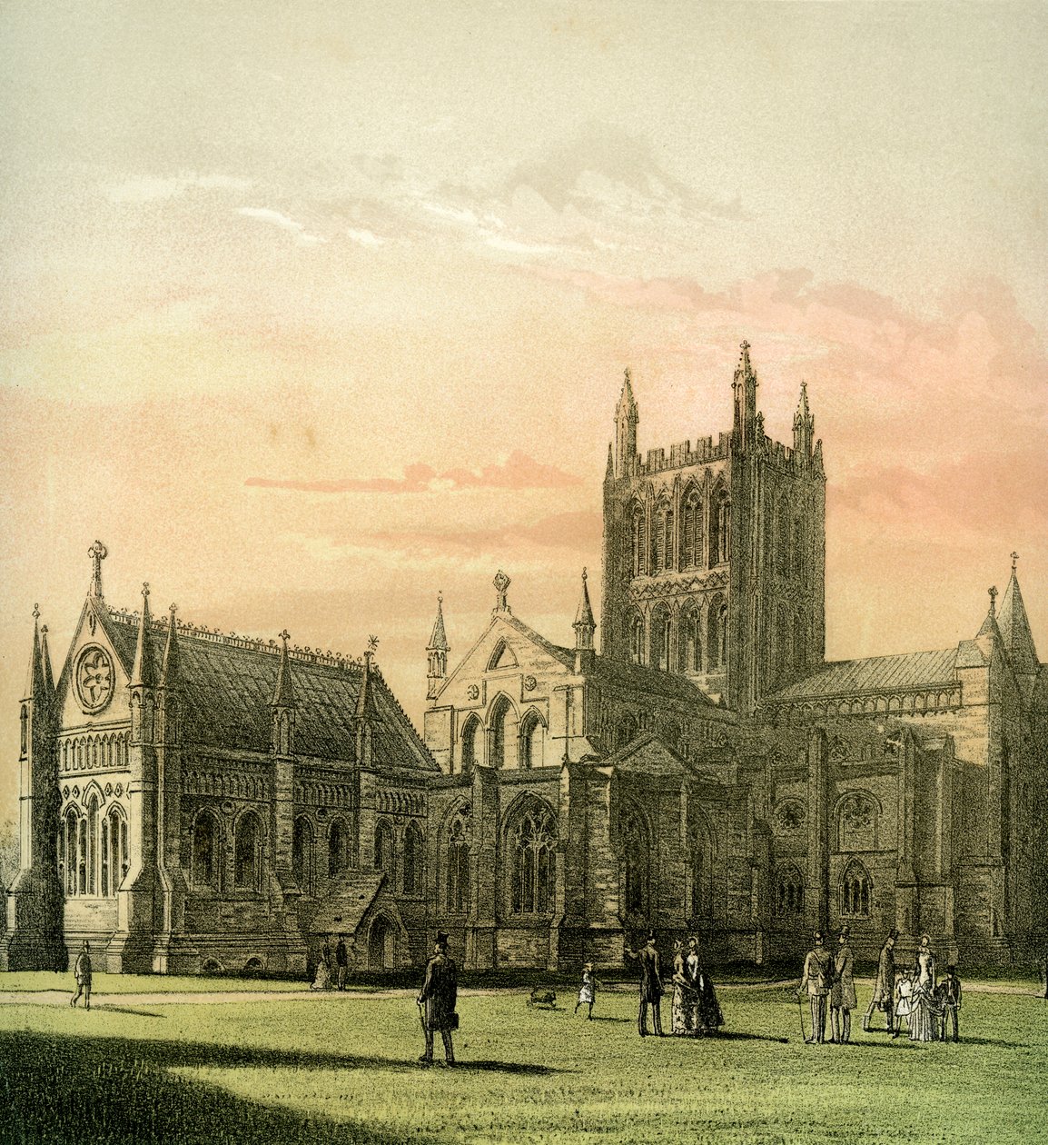 Catedral de Hereford, Herefordshire, c1870 de Hanhart